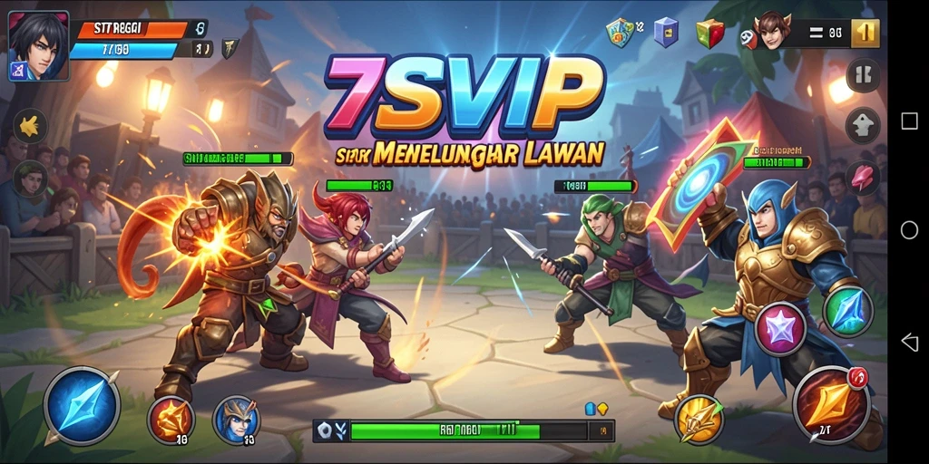 Screenshot gameplay 7SVIP menunjukkan pertempuran strategis yang seru.
