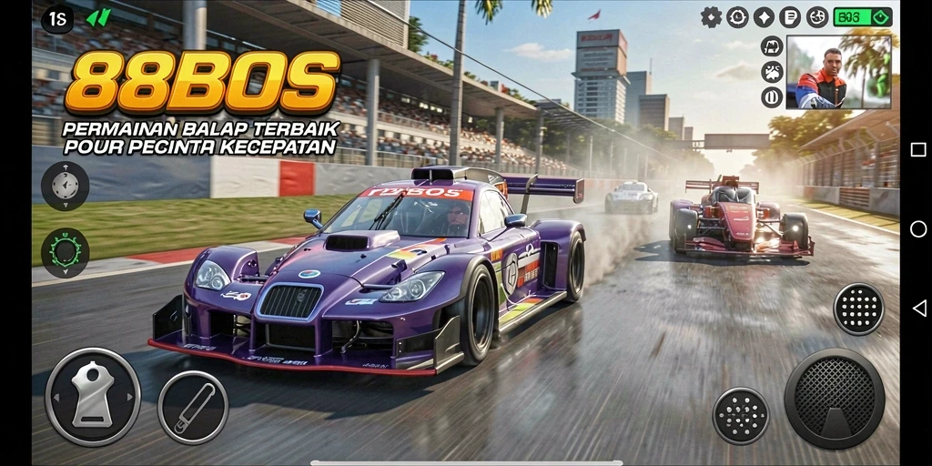 Tangkapan layar game 88BOS menampilkan aksi balap yang mendebarkan.