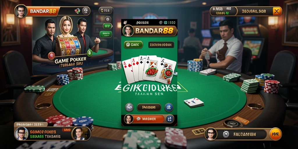 Tampilan gameplay mendebarkan dari BANDAR88 dalam permainan Poker.