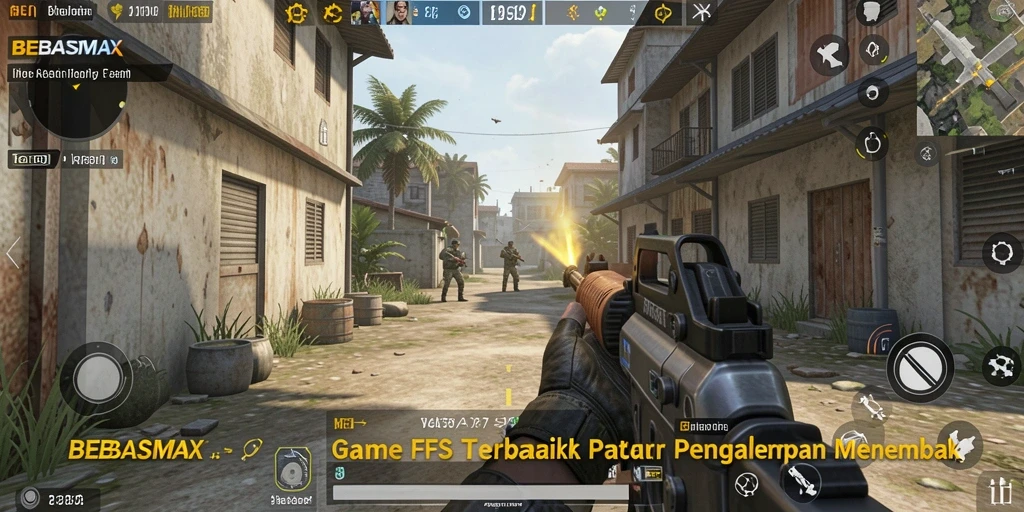 Screenshot gameplay intens BEBASMAX menunjukkan aksi seru dalam pertempuran FPS.