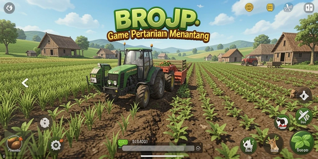 Tampilan gameplay <strong>BROJP</strong> saat bertani dengan tanaman beraneka ragam.