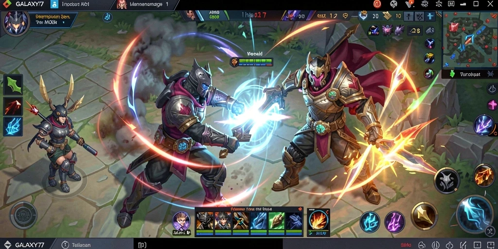 Screenshot gameplay seru dari GALAXY77 dengan aksi hero yang mendebarkan.