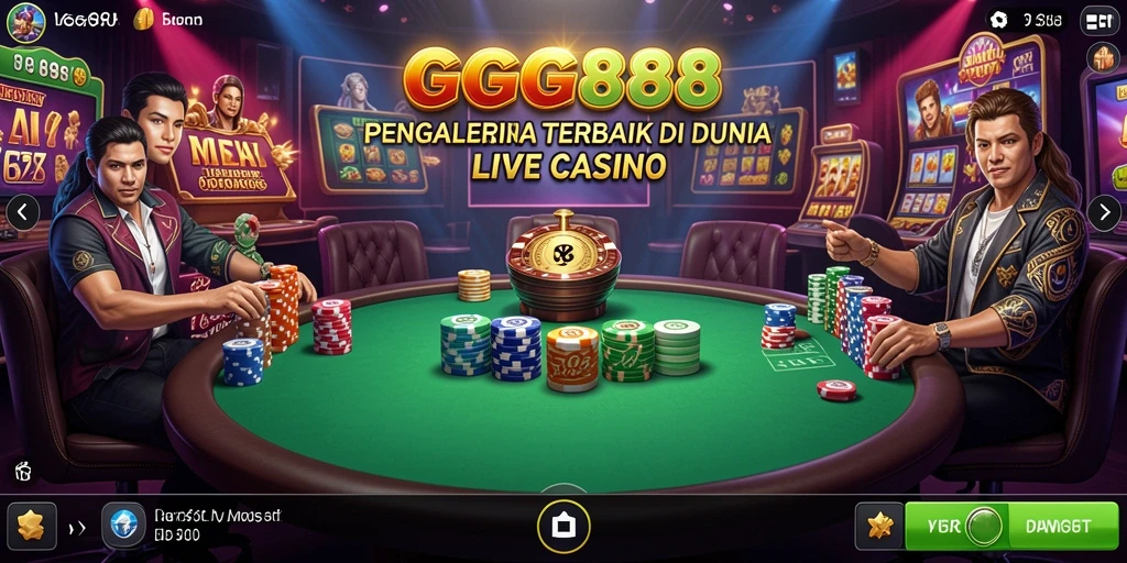 Screenshot GGG888 menunjukkan dealer profesional dalam sesi permainan Live Casino.