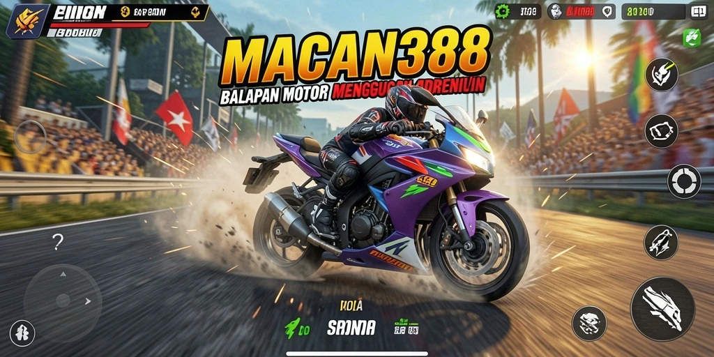 Gameplay mendebarkan di MACAN388 yang menampilkan balapan motor.