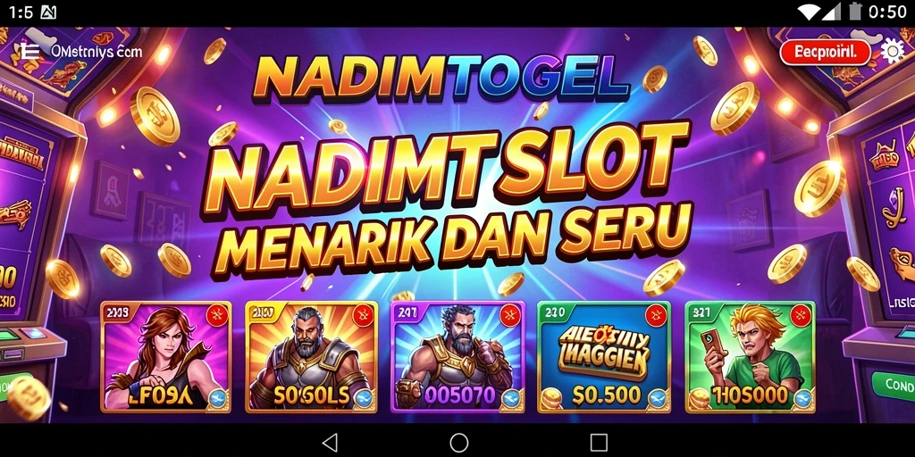 Screenshot gameplay NADIMTOGEL menampilkan mesin slot yang penuh warna.