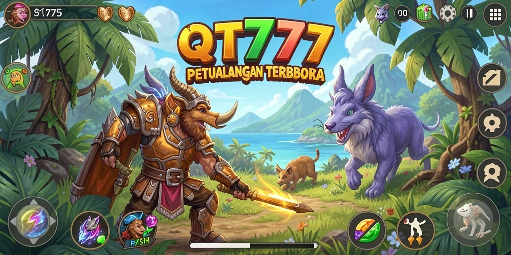 Tampilan aksi seru dalam dunia terbuka QT777.