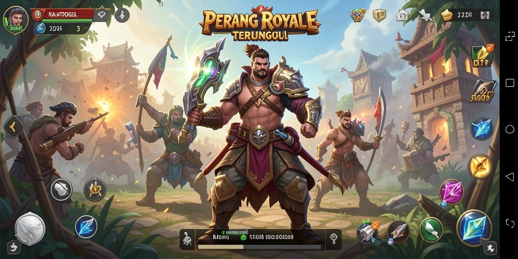 Tampilan aksi seru dalam gameplay RAJATOGEL di medan pertempuran.