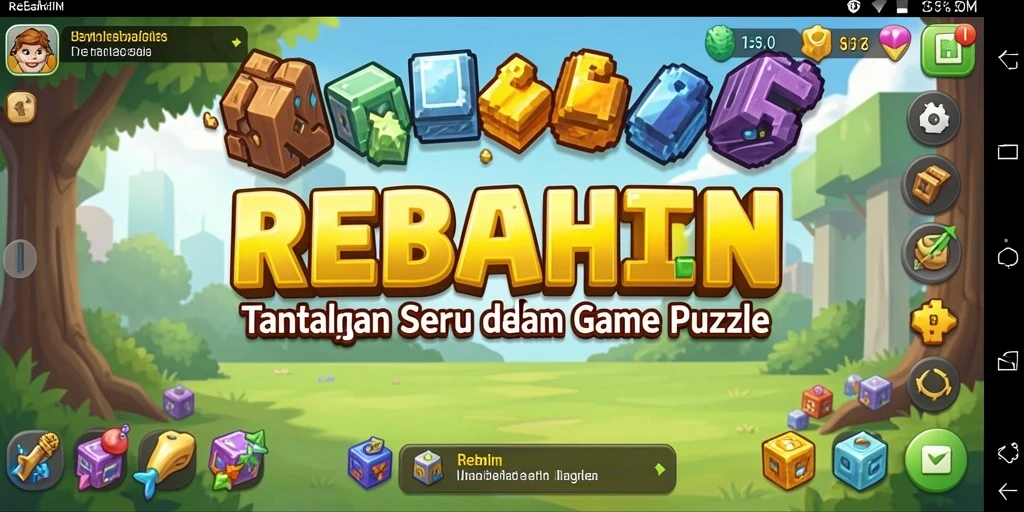 Tampilan gameplay seru dari REBAHIN, penuh teka-teki menantang.