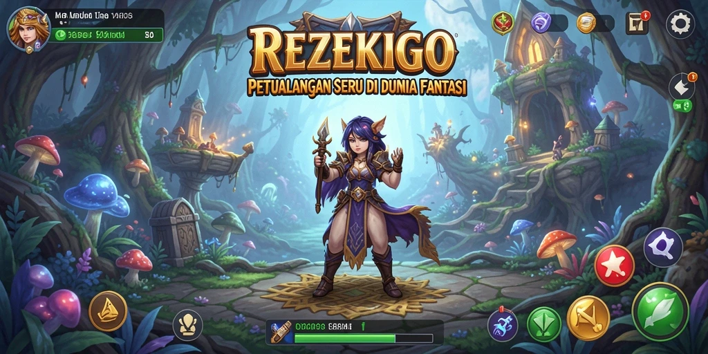 Tangkapan layar gameplay REZEKIGO menampilkan aksi petualangan yang seru.