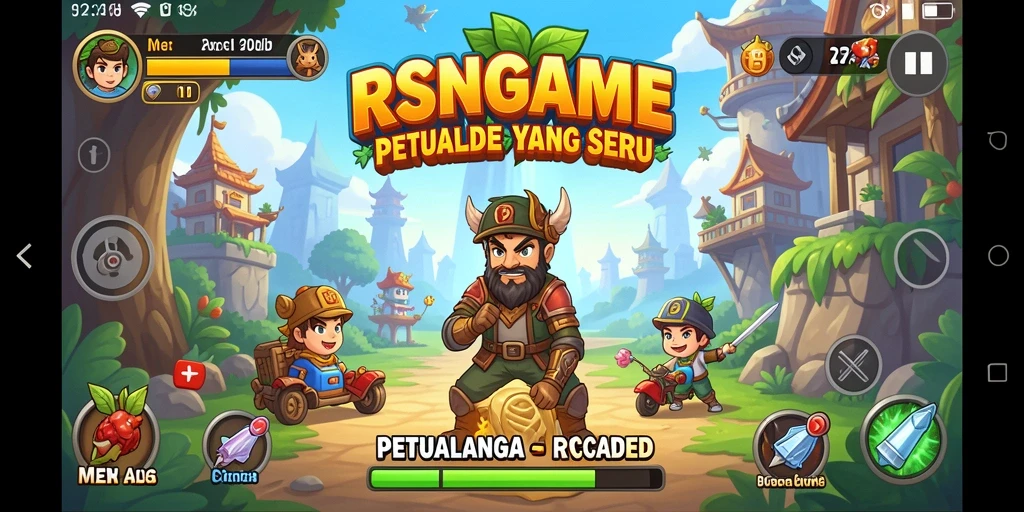 Tampilan gameplay seru dalam RSNGAME yang penuh warna.