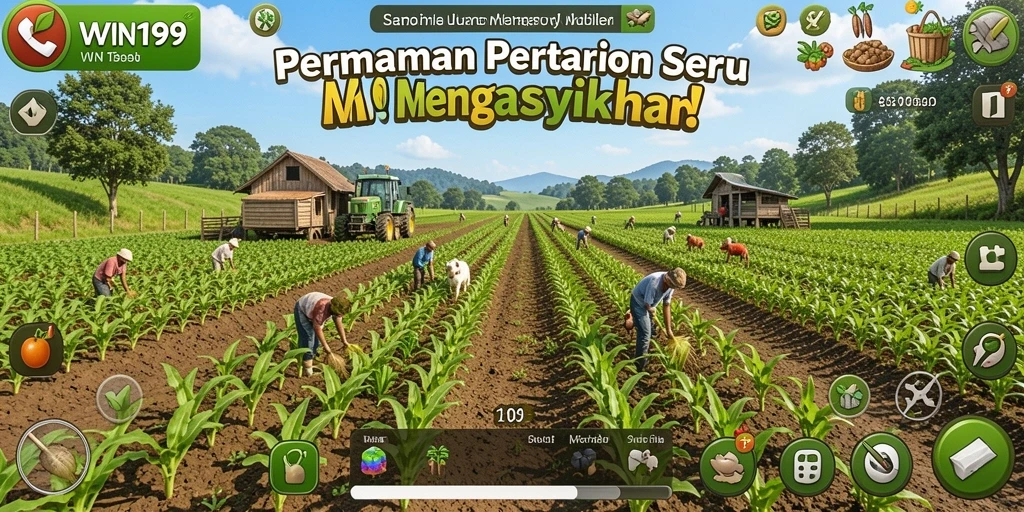 Tampilan gameplay WIN199 yang menggambarkan keseruan bertani.